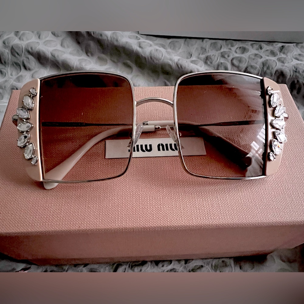 MIU MIU Rare Pink Champagne Crystal Sunglasses.